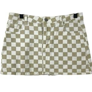 Tilly’s RSQ Women Micro Mini Denim Skirt Preppy Retro Grunge Punk Brown Size 26